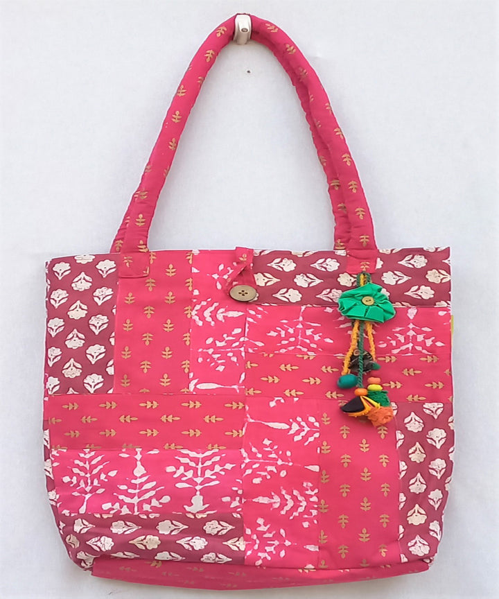 Pink handcrafted boho shoulder bag