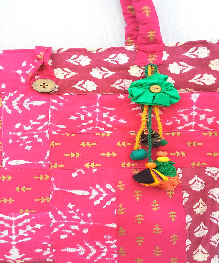 Pink handcrafted boho shoulder bag