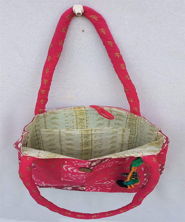 Pink handcrafted boho shoulder bag