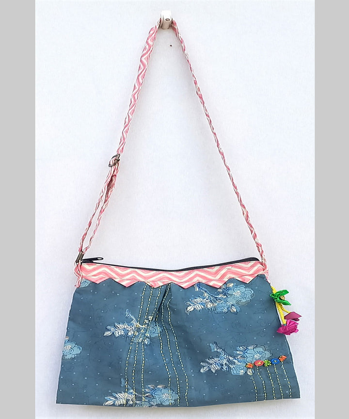 Blue pink handcrafted vegetable dye cloth weekend bag