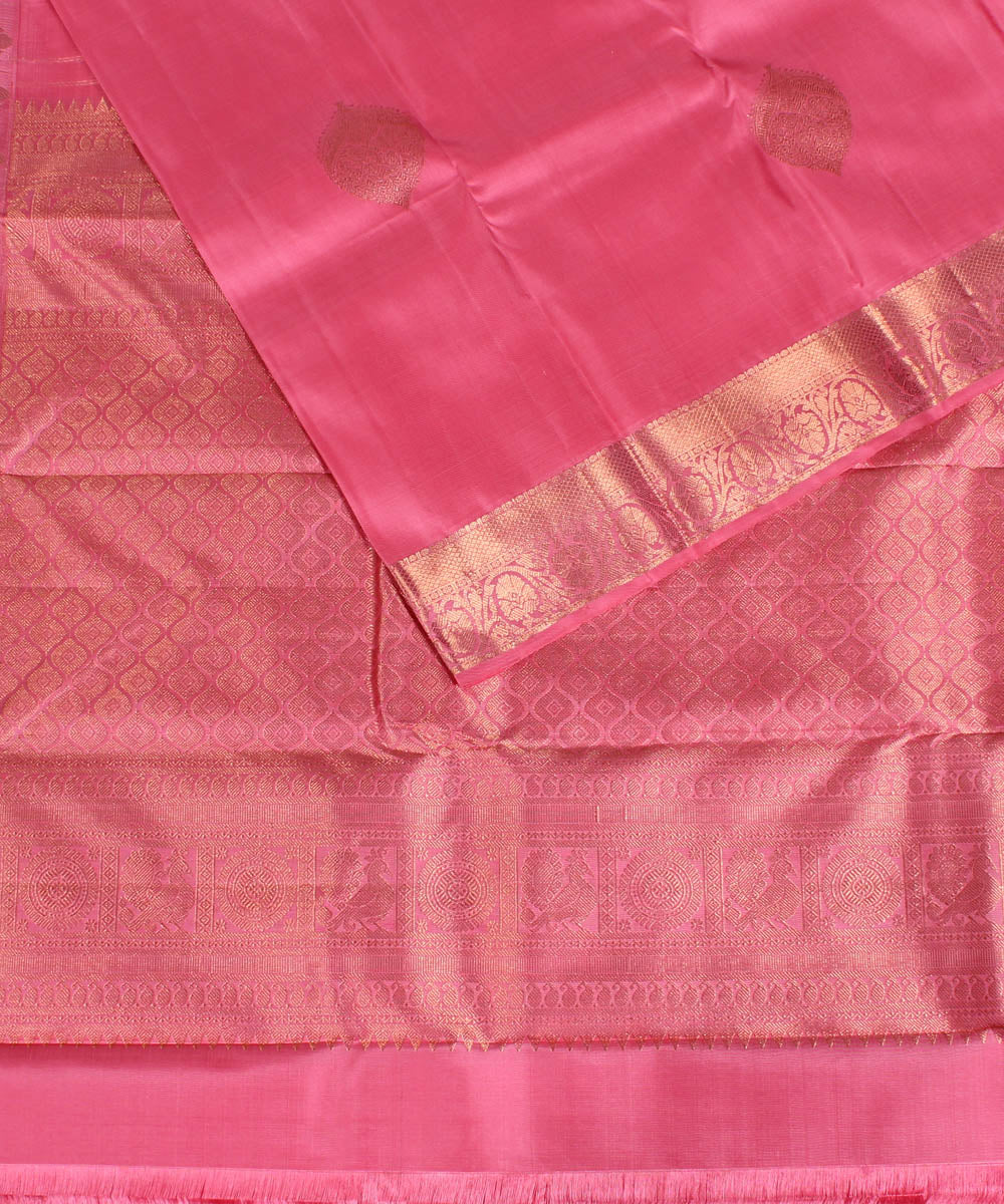 Light pink handwoven karnataka brocade silk saree