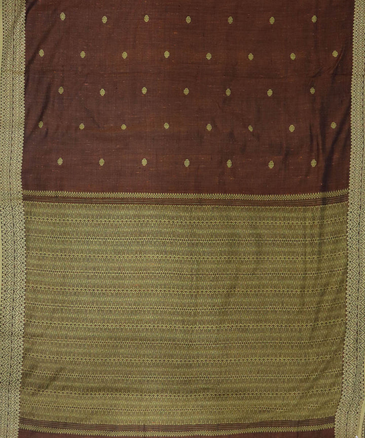 Brown yellow eri silk handwoven assam saree