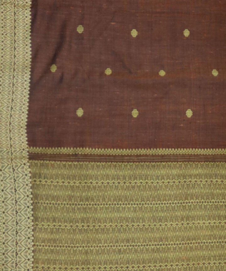 Brown yellow eri silk handwoven assam saree