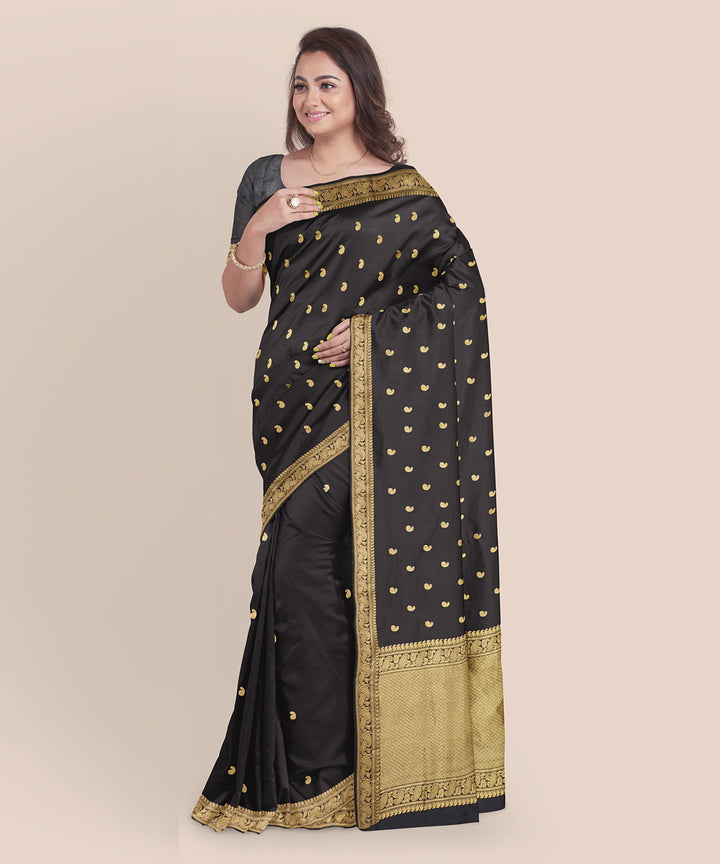 Black silk handloom banarasi saree