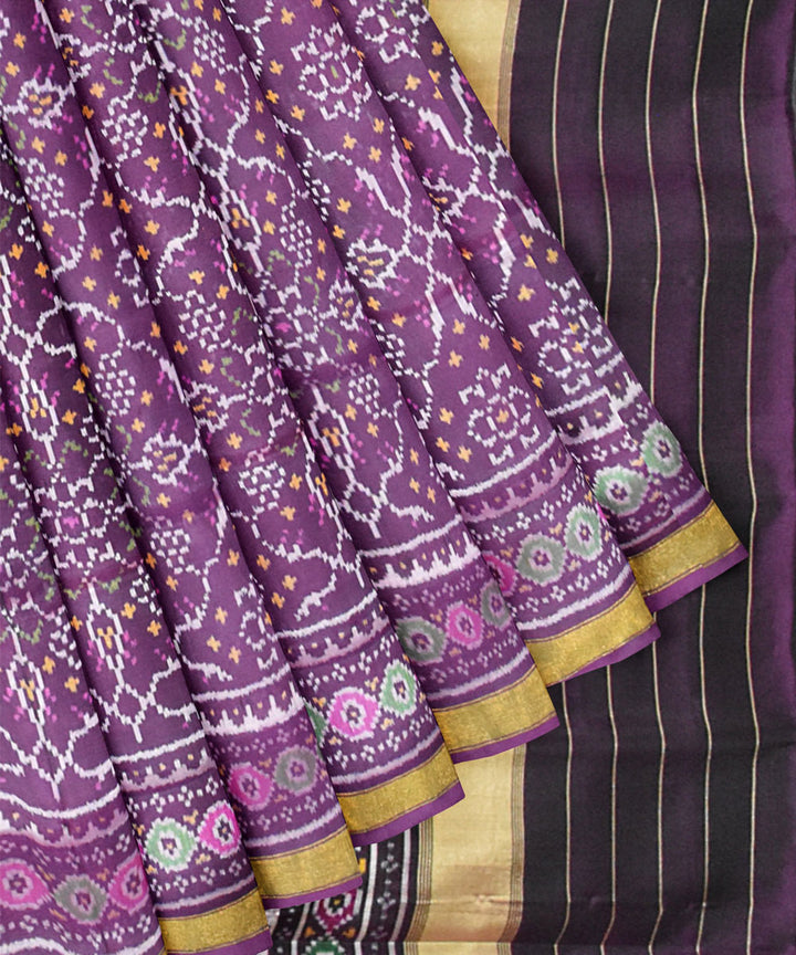 Purple dark silk handloom patola saree