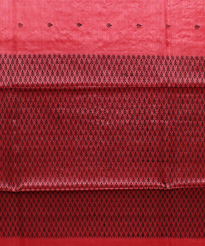 Red black handloom kosa tussar silk saree