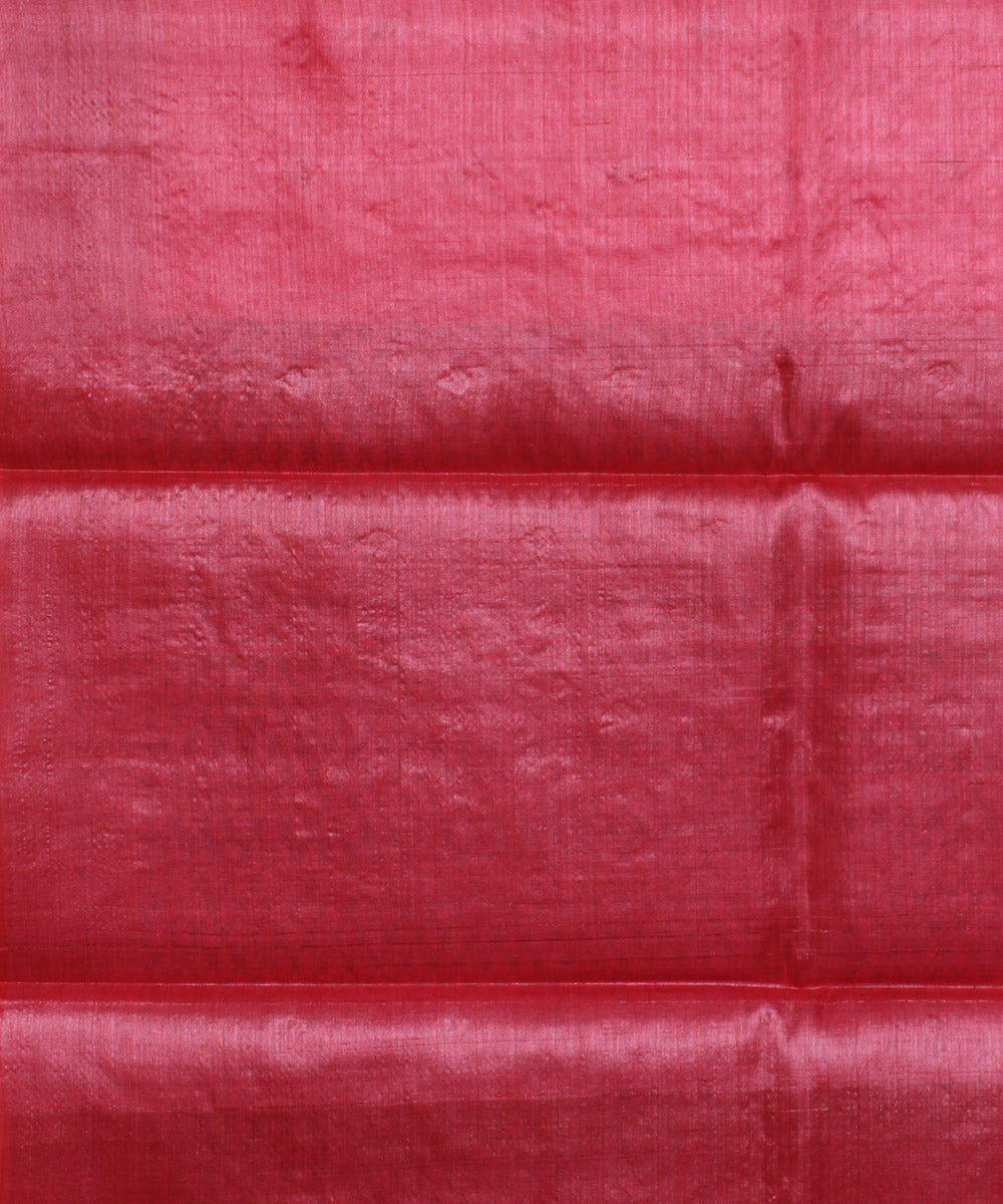 Red black handloom kosa tussar silk saree