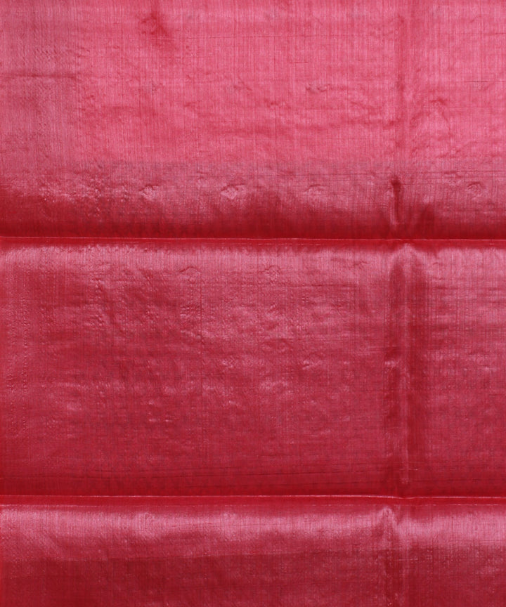 Red black handloom kosa tussar silk saree