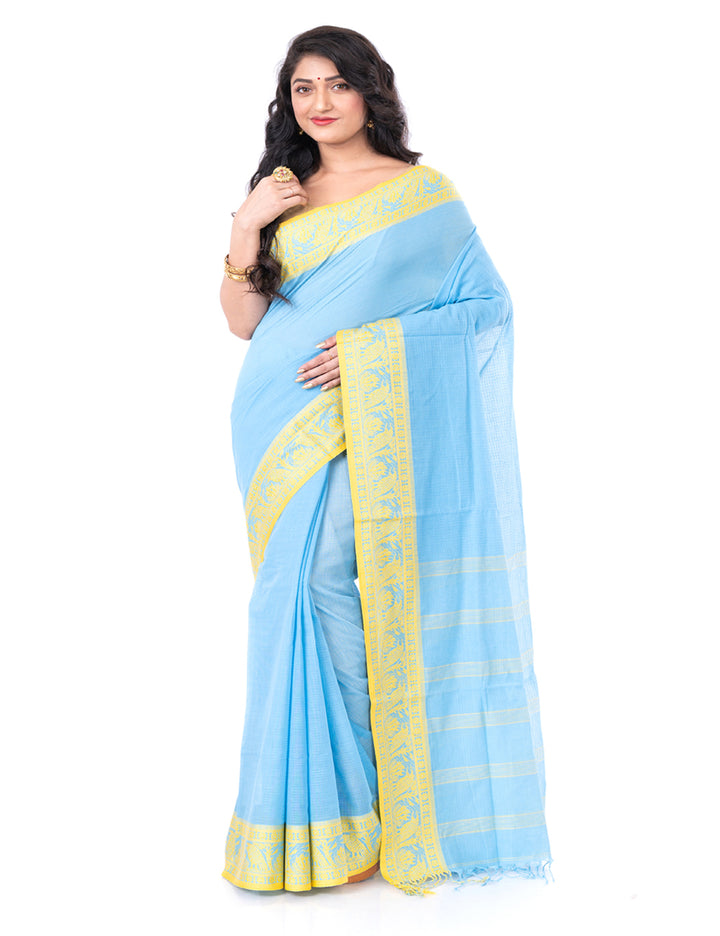Sky blue handloom shantipuri cotton santipur saree