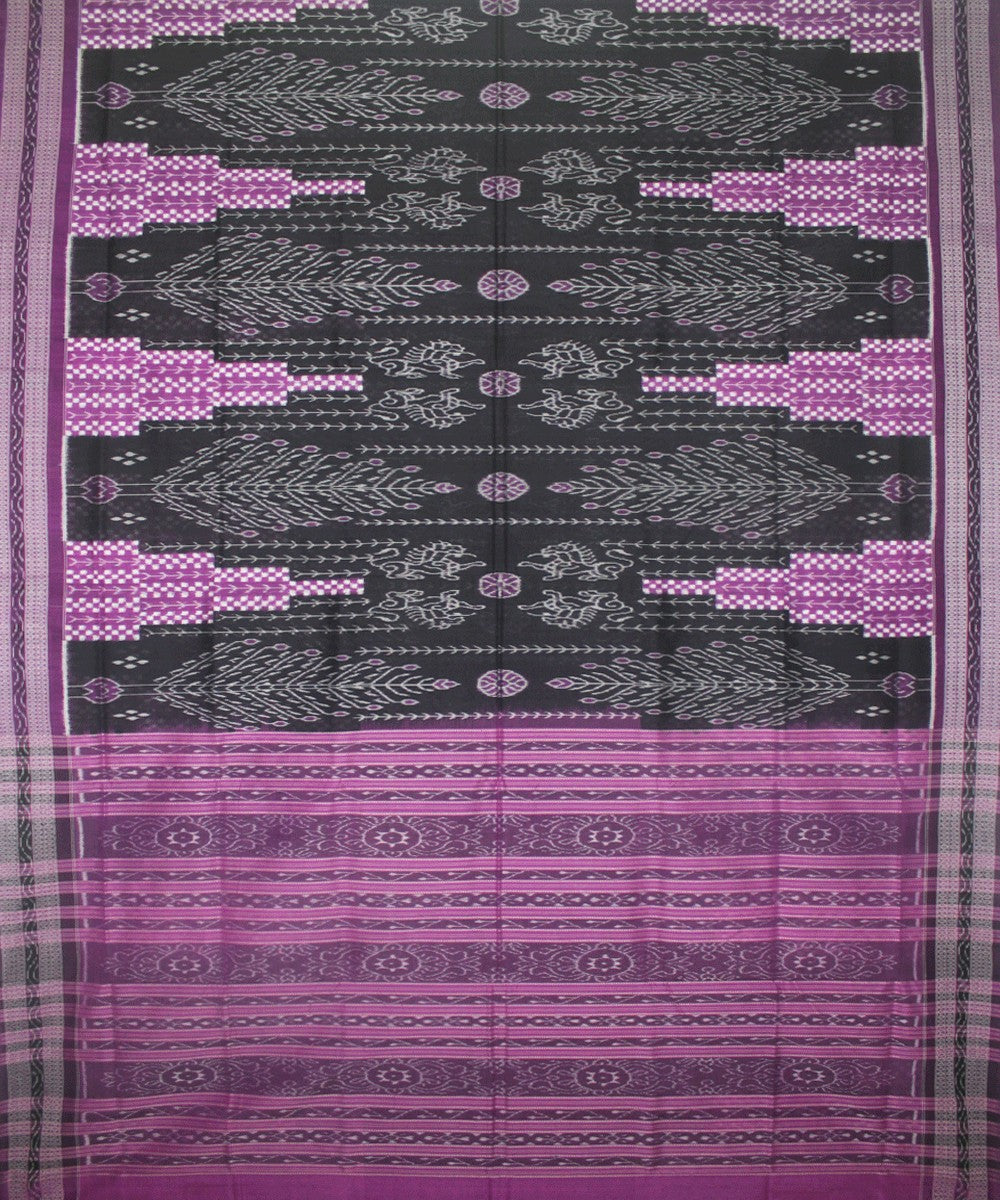 Handwoven Pasapalli Cotton Saree in Black and Purple