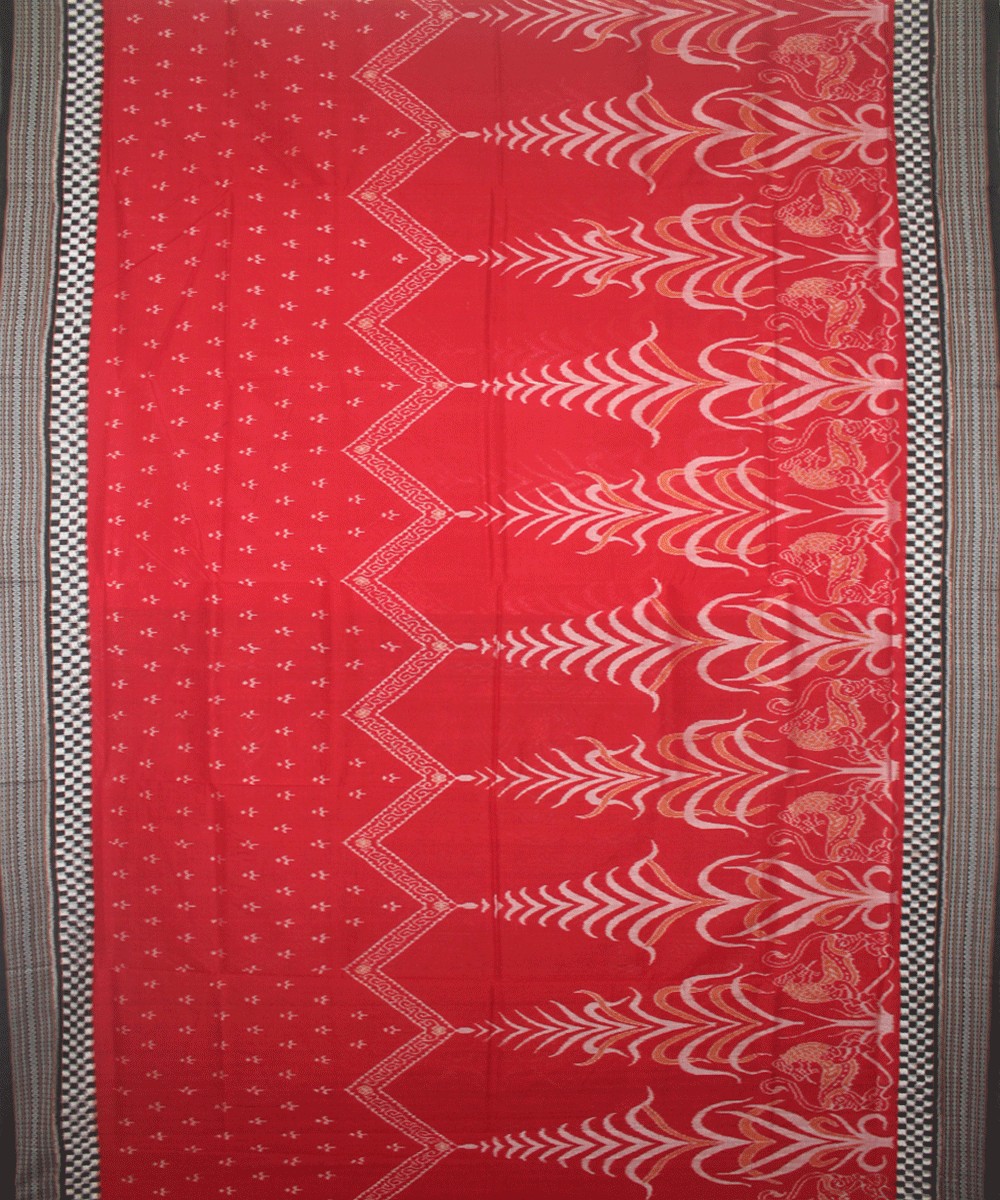 Red Black Handloom Sambalpuri Ikat Saree