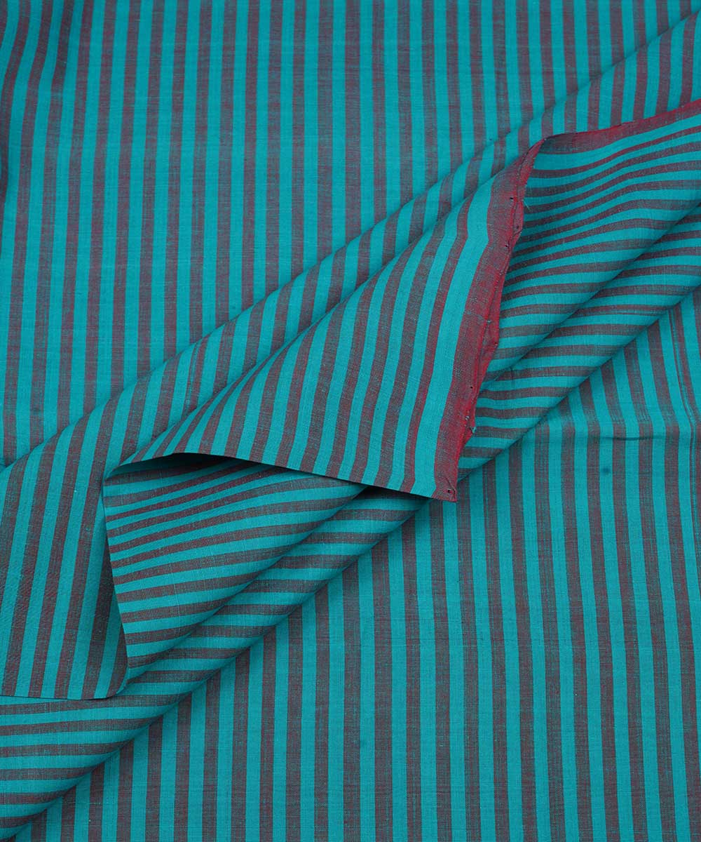 2.5m Green red handloom stripe cotton mangalagiri kurta material