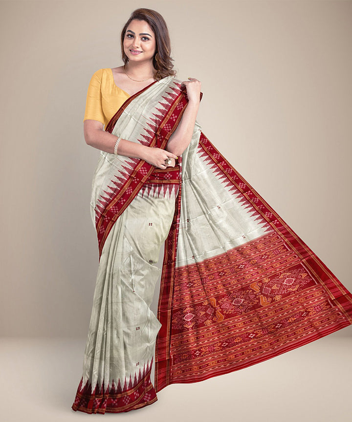 White red silk handwoven khandua saree