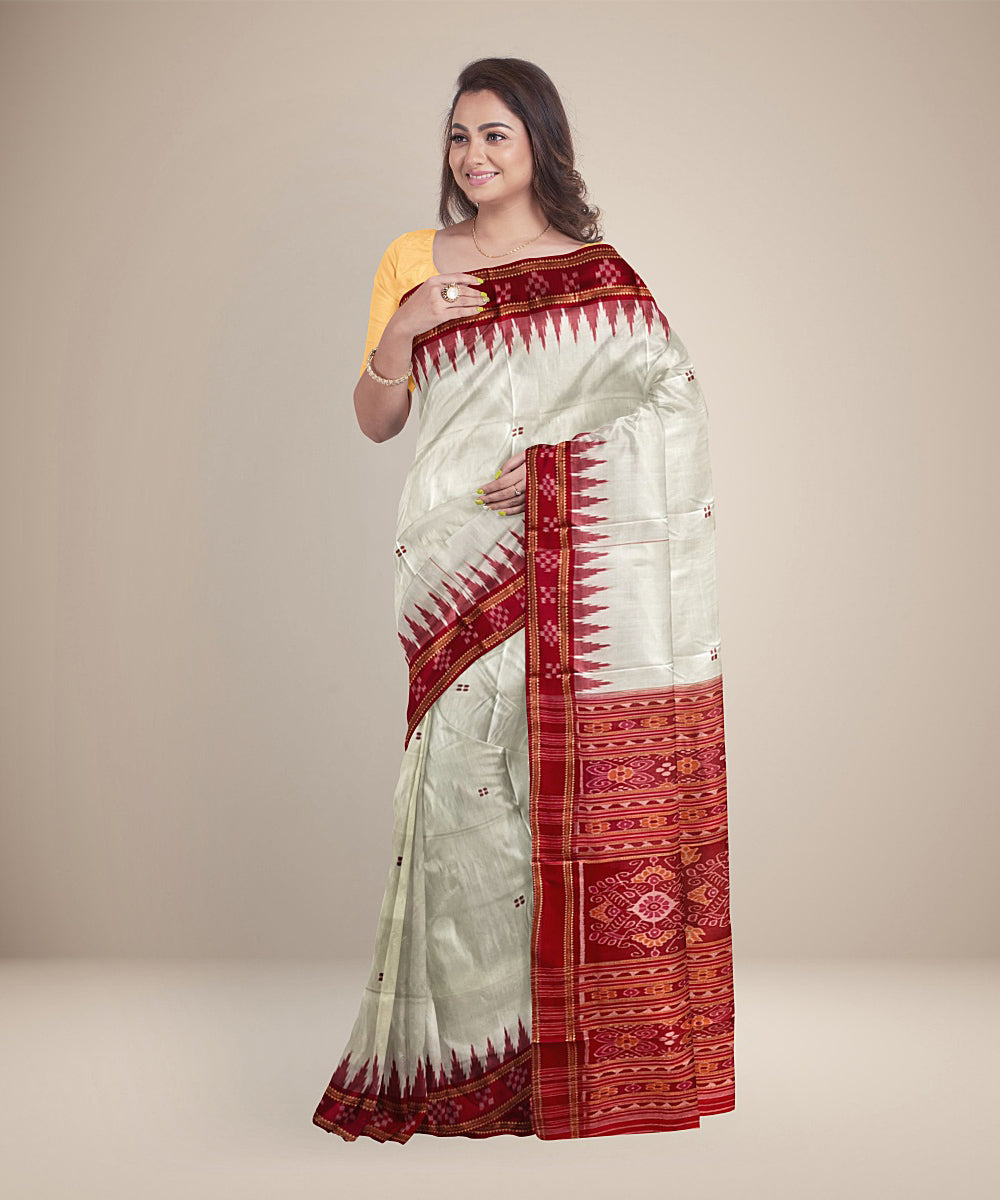 White red silk handwoven khandua saree