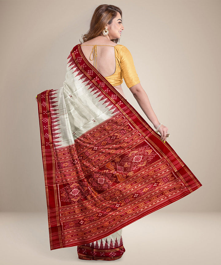 White red silk handwoven khandua saree