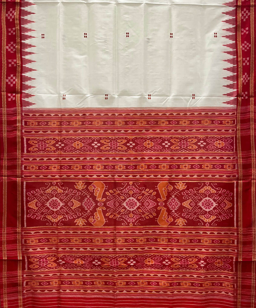 White red silk handwoven khandua saree