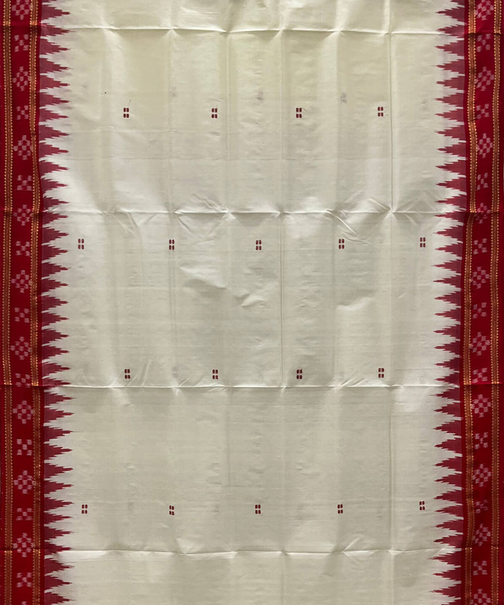 White red silk handwoven khandua saree