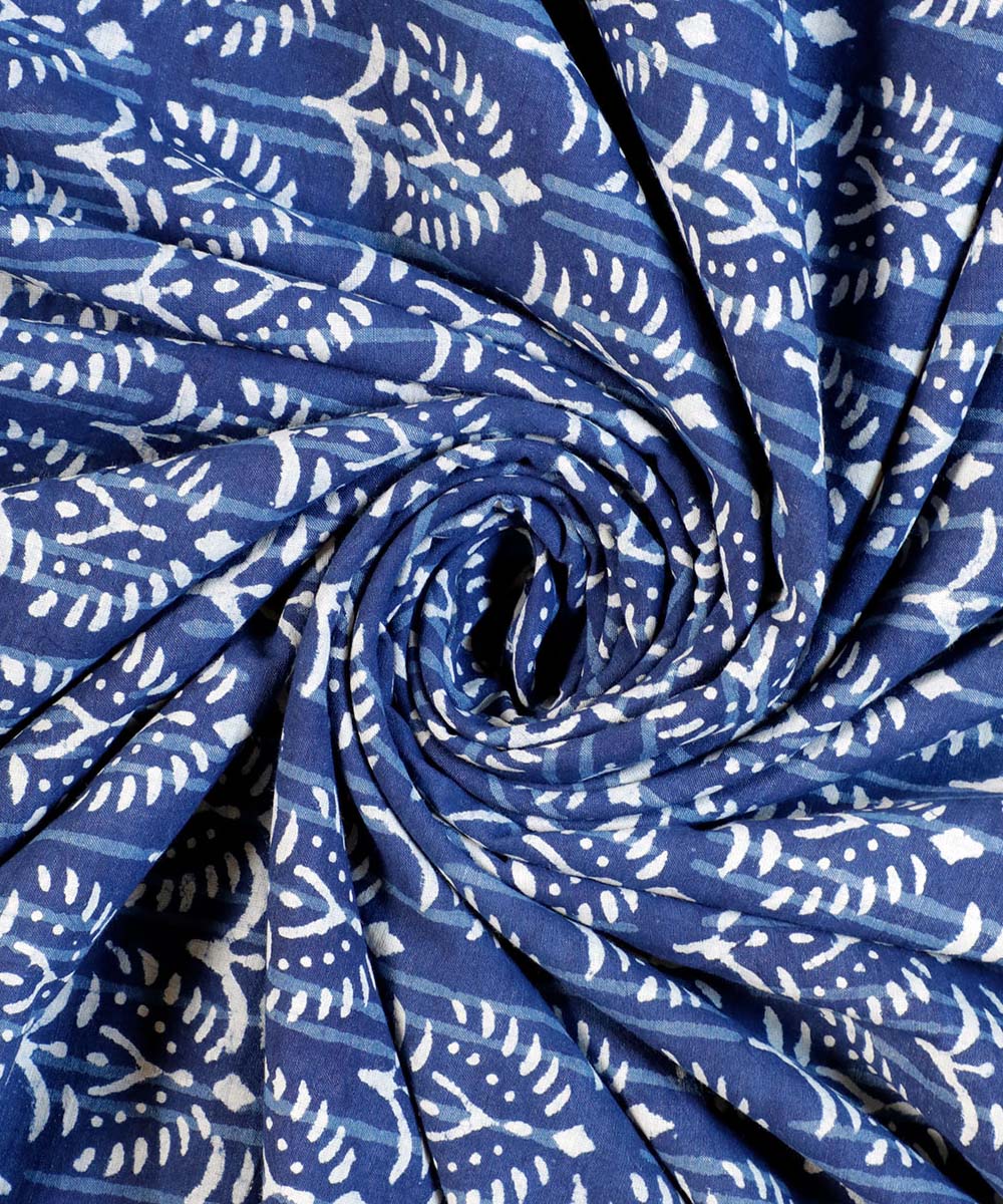 2.5 m Blue indigo hand block printed cotton kurta material
