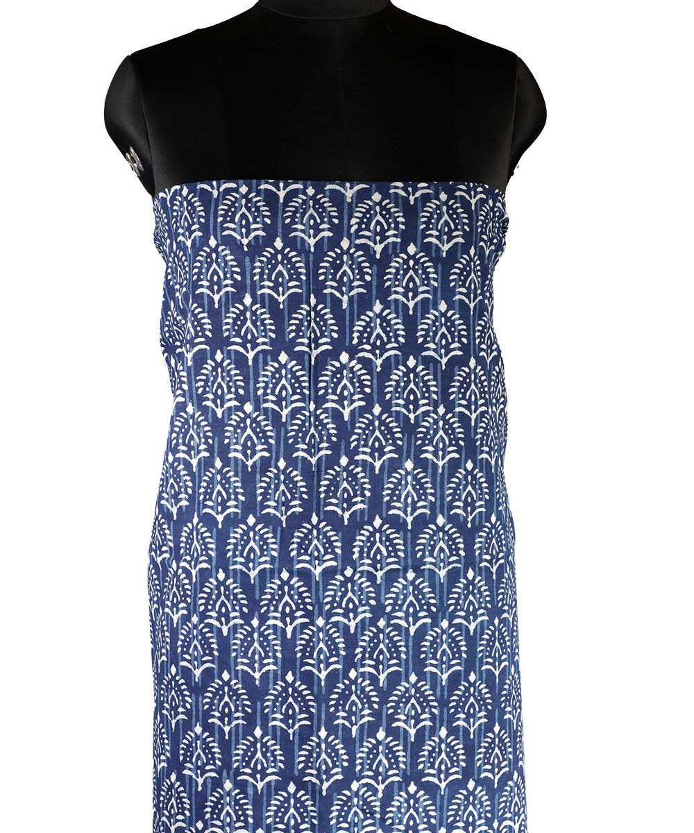 2.5 m Blue indigo hand block printed cotton kurta material