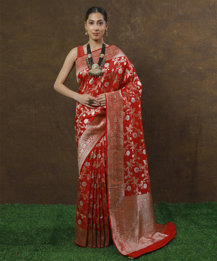 Red silk handloom banarasi saree