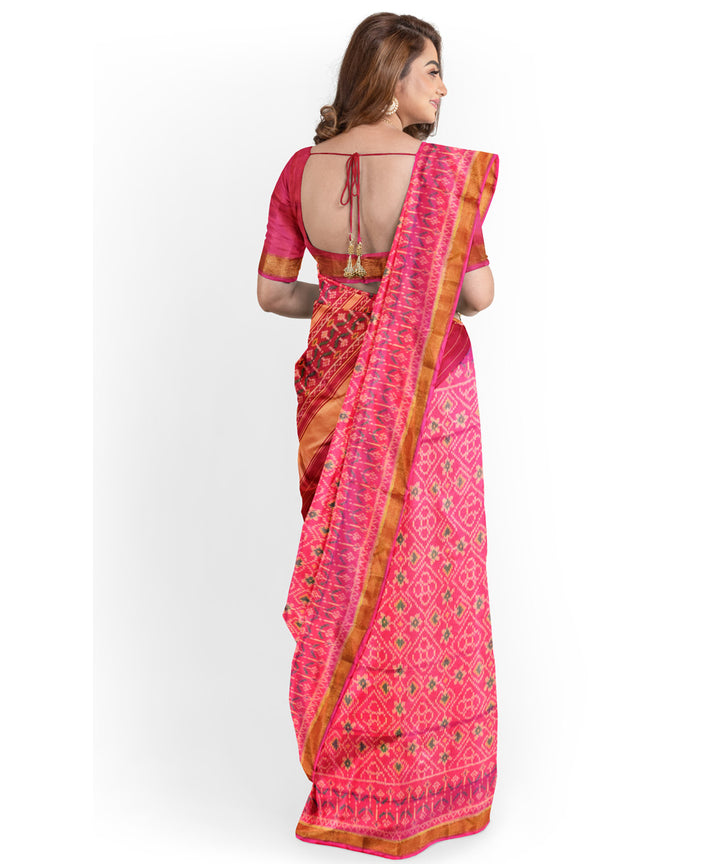 Pink peach silk handloom patola saree