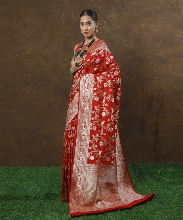 Red silk handloom banarasi saree