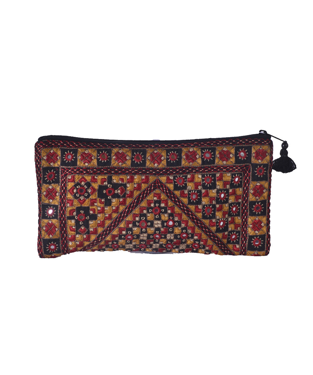 Multicolor hand embroidery cotton clutch purse