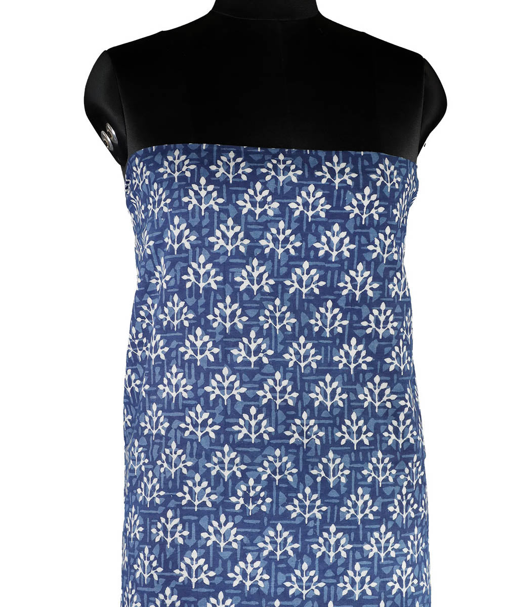 2.5m Indigo blue hand block printed cotton kurta material