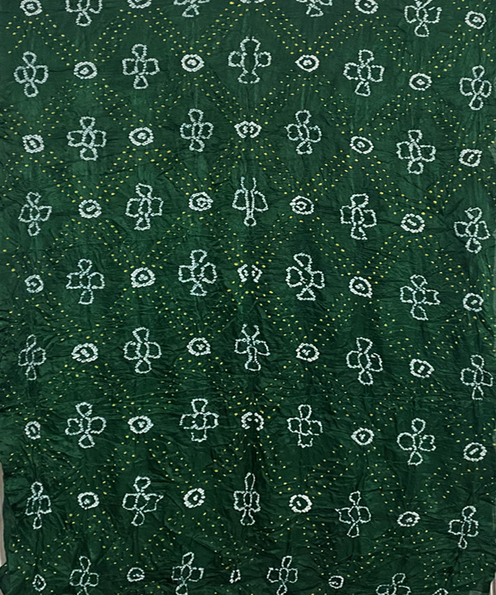Dark green hand print tie dye bandhani gajji silk saree