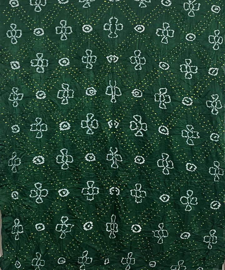 Dark green hand print tie dye bandhani gajji silk saree