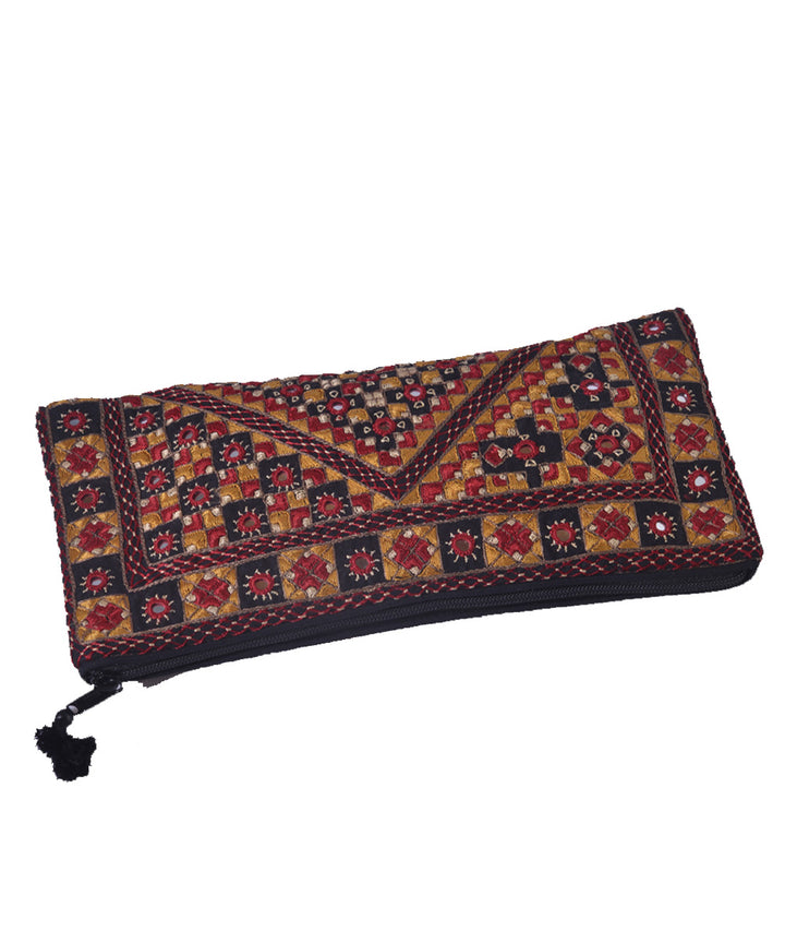 Multicolor hand embroidery cotton clutch purse