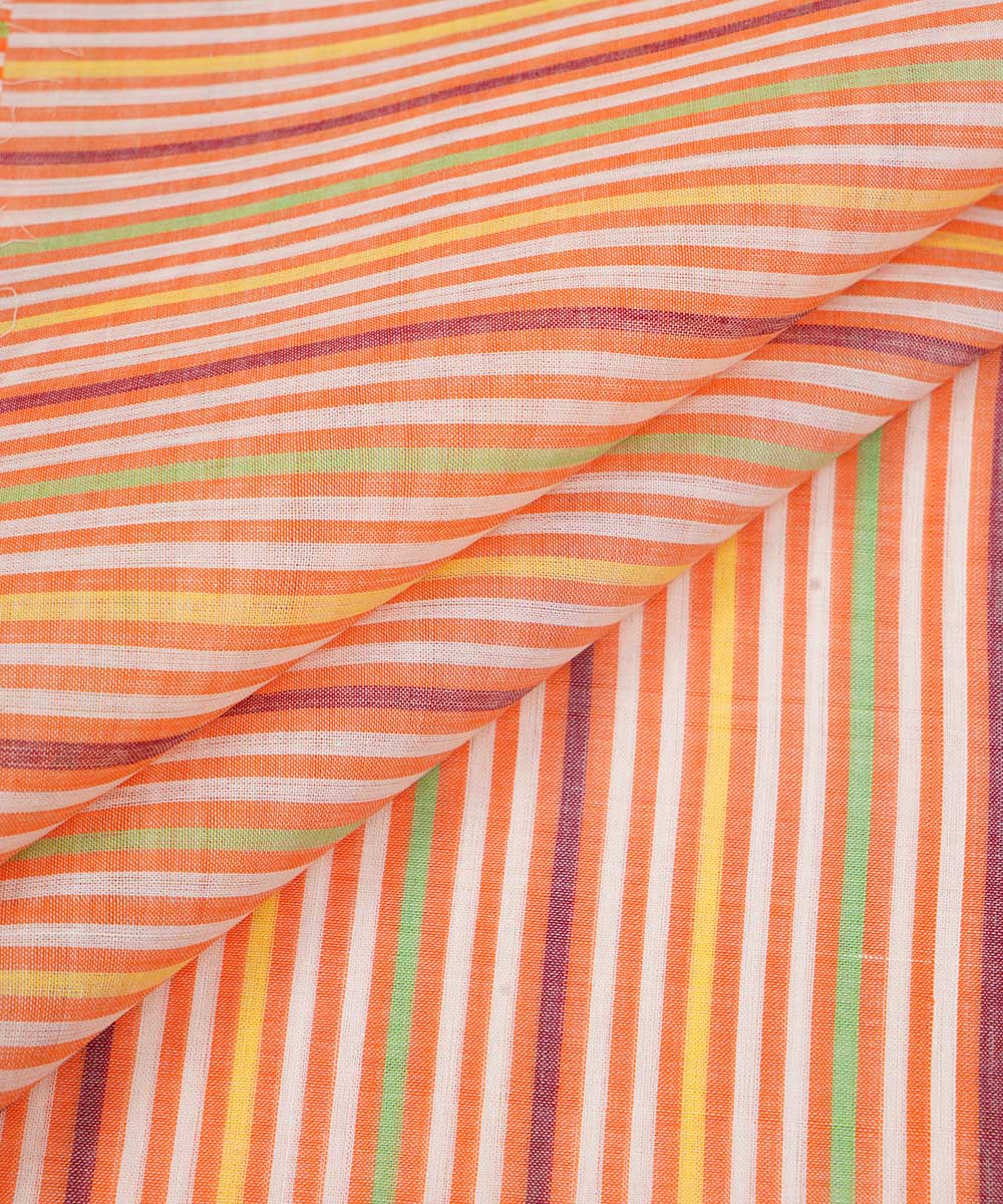 Multi colour handwoven stripe cotton mangalagiri material