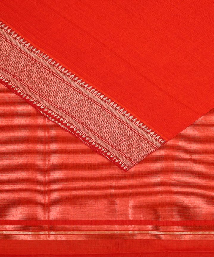 Red silver big border cotton handwoven mangalagiri saree