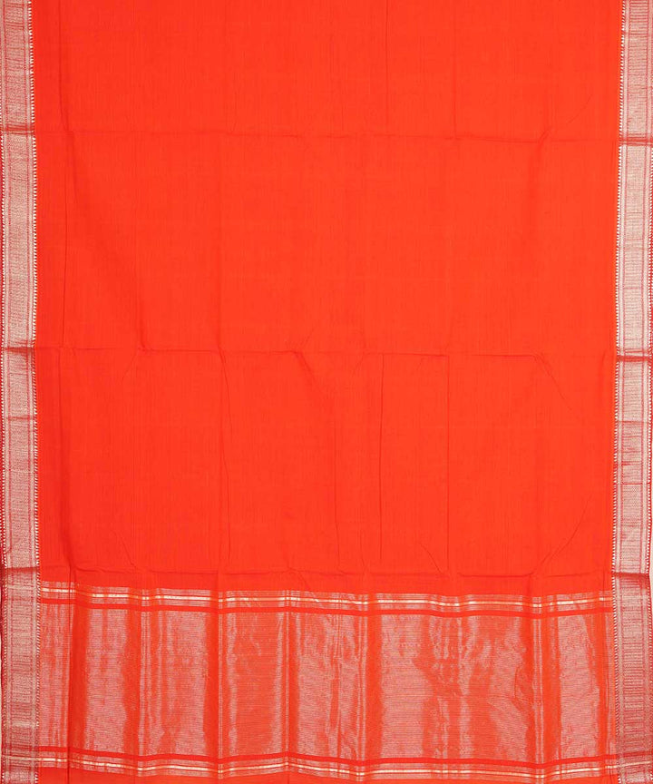 Red silver big border cotton handwoven mangalagiri saree
