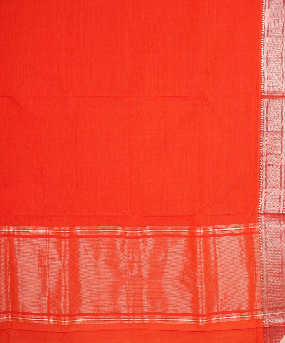 Red silver big border cotton handwoven mangalagiri saree
