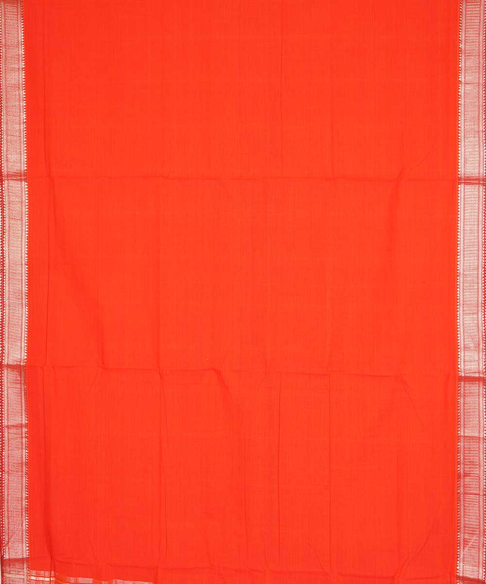 Red silver big border cotton handwoven mangalagiri saree