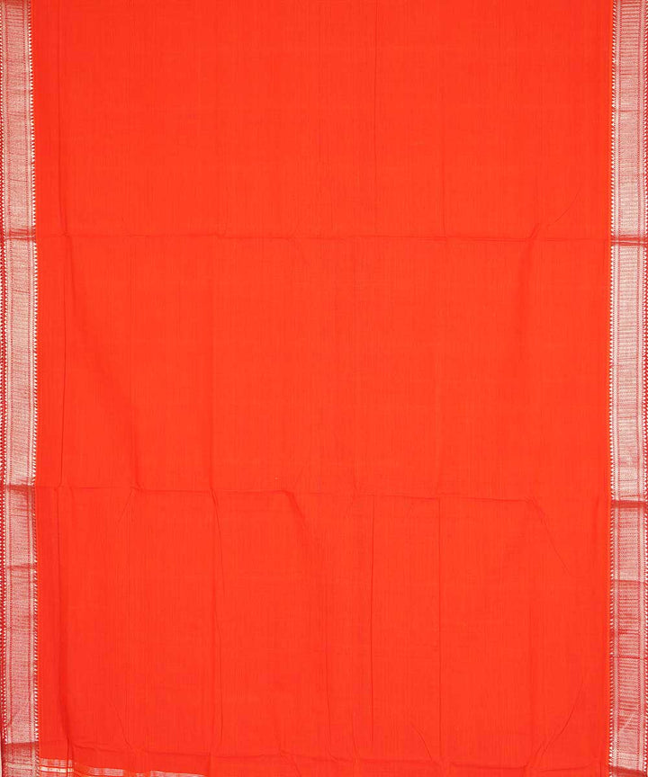 Red silver big border cotton handwoven mangalagiri saree