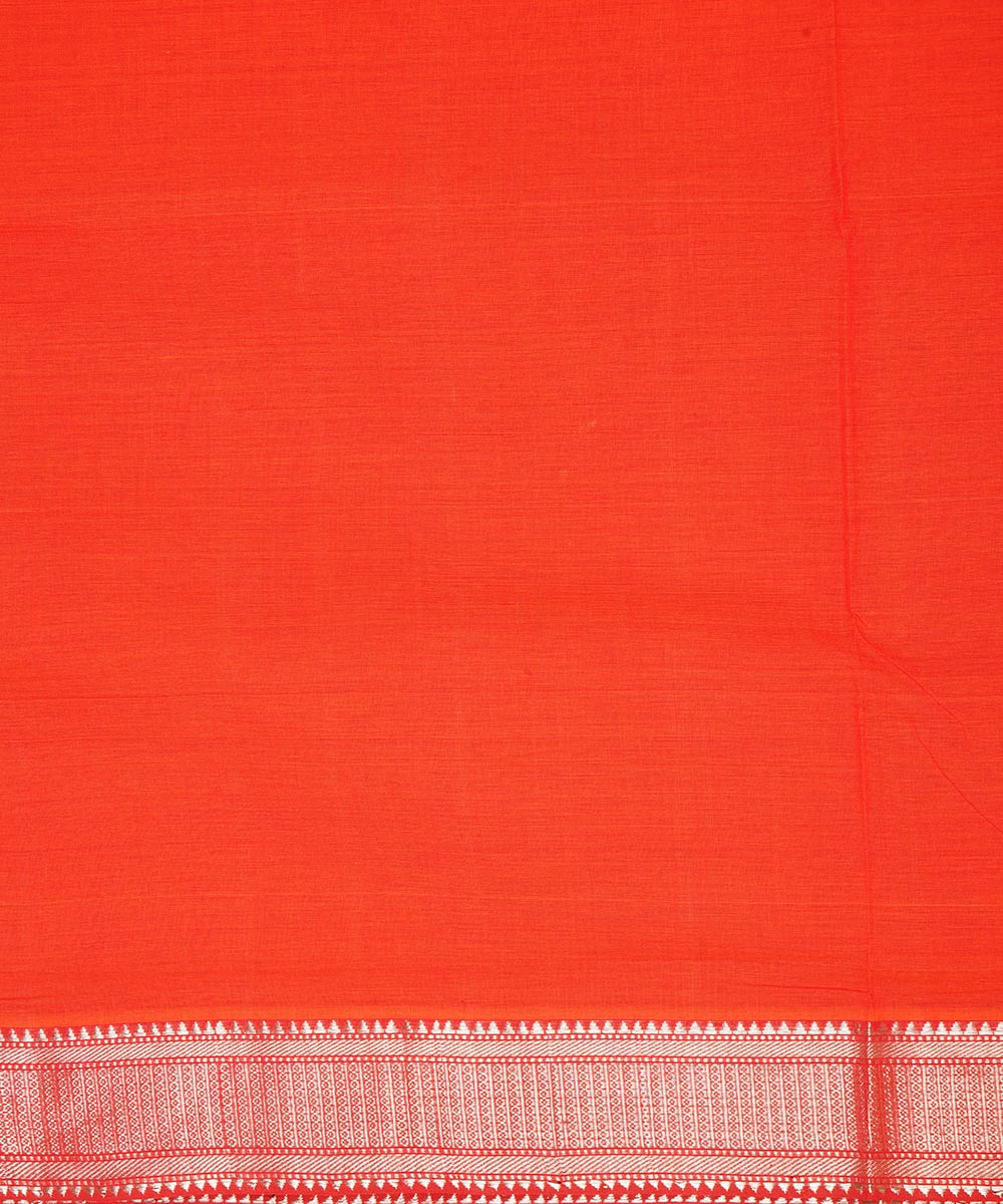 Red silver big border cotton handwoven mangalagiri saree
