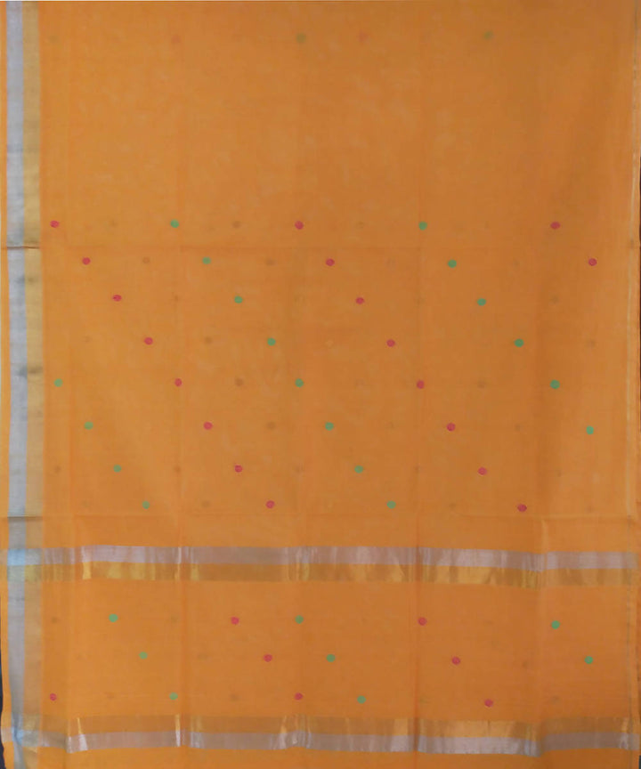 Hand loom yellow orange cotton venkatagiri saree