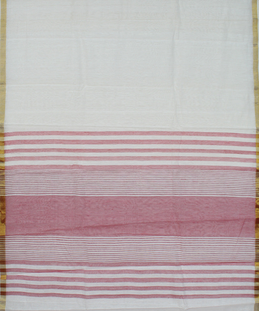 White light pink cotton karnataka handwoven saree