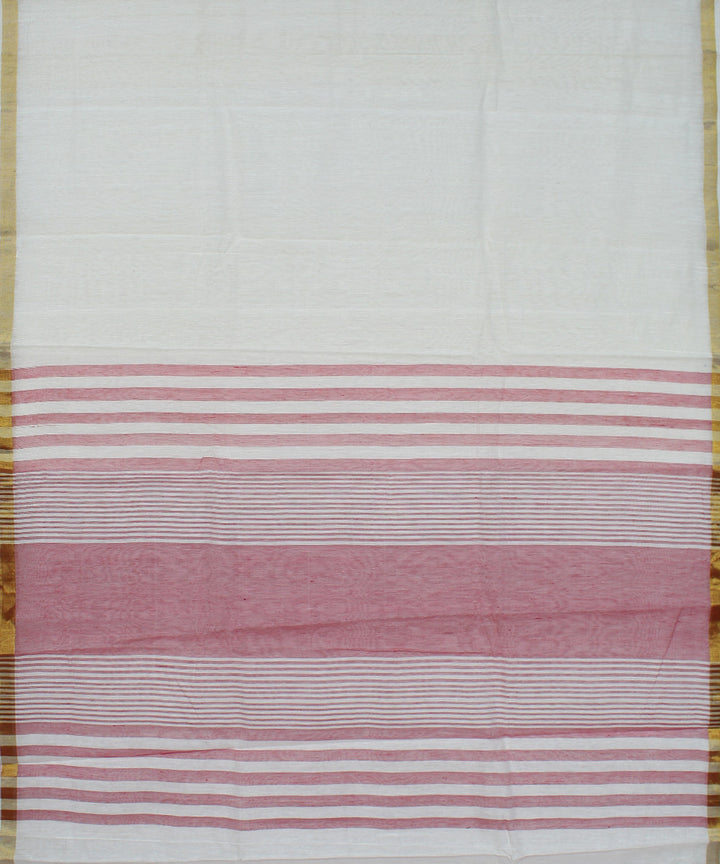 White light pink cotton karnataka handwoven saree