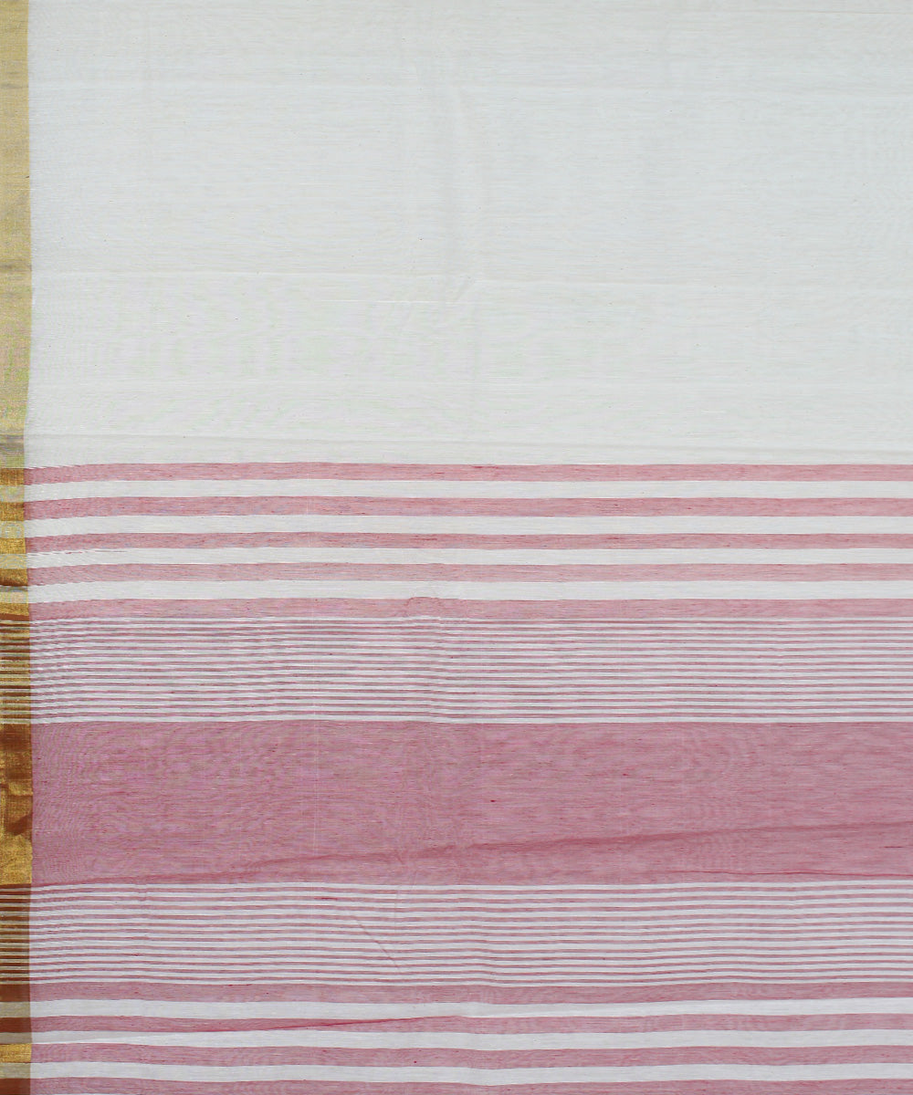 White light pink cotton karnataka handwoven saree