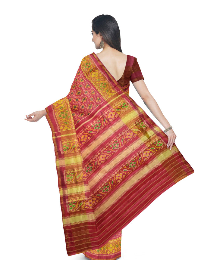 Peach silk handwoven patola saree