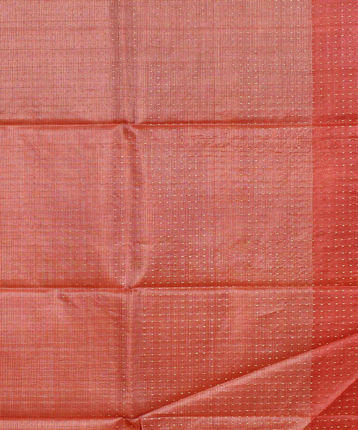 Mauve red handwoven kosa tussar silk saree