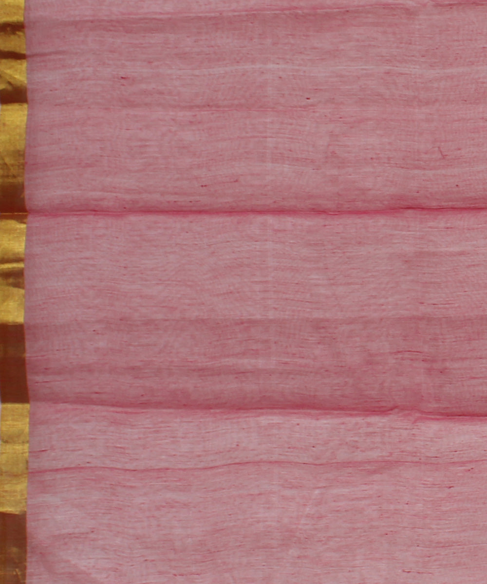 White light pink cotton karnataka handwoven saree