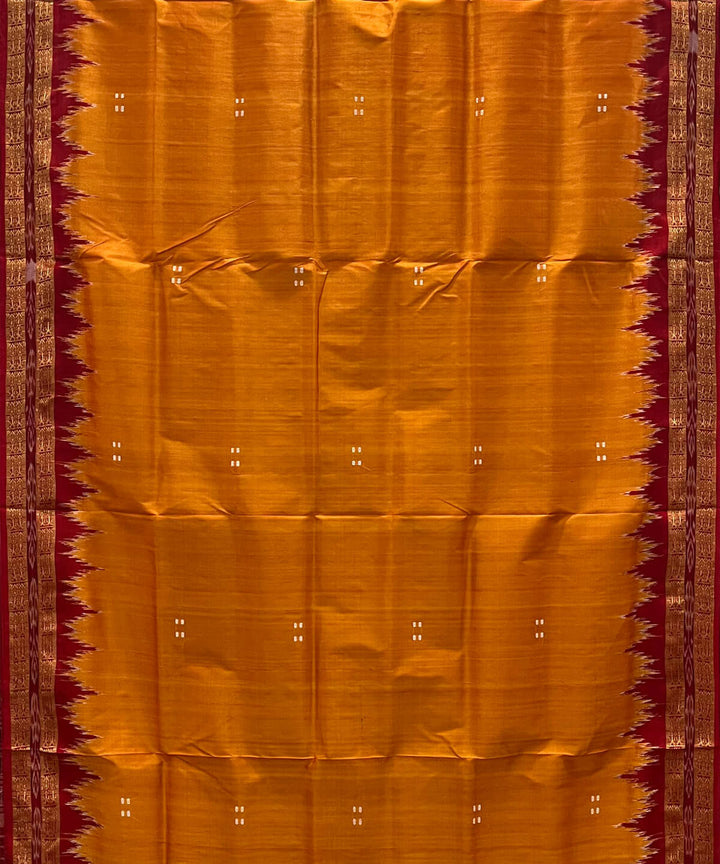 Turmeric yellow red silk handloom khandua saree