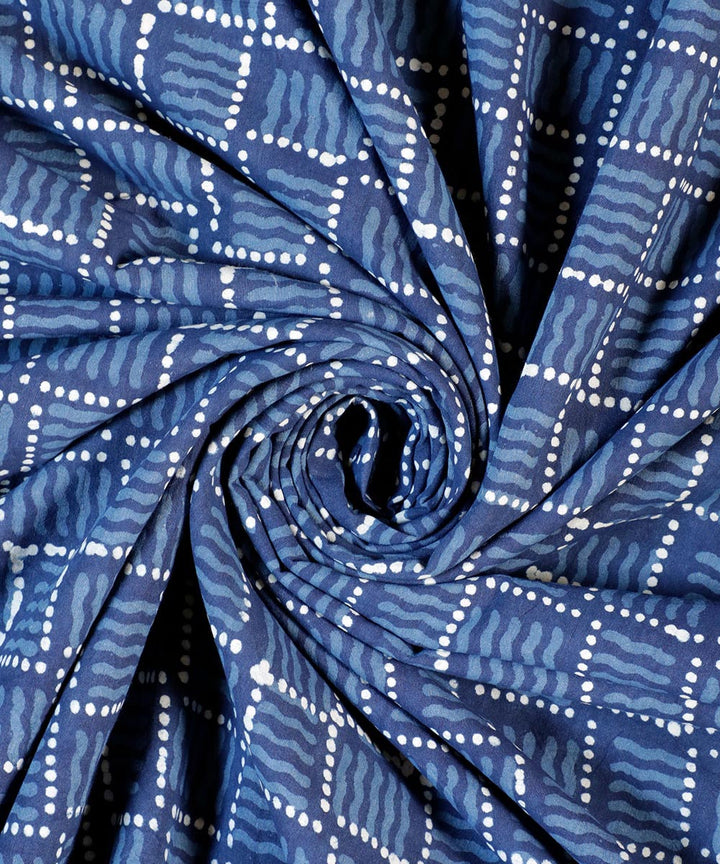 2.5 m Blue indigo handblock printed cotton kurta material