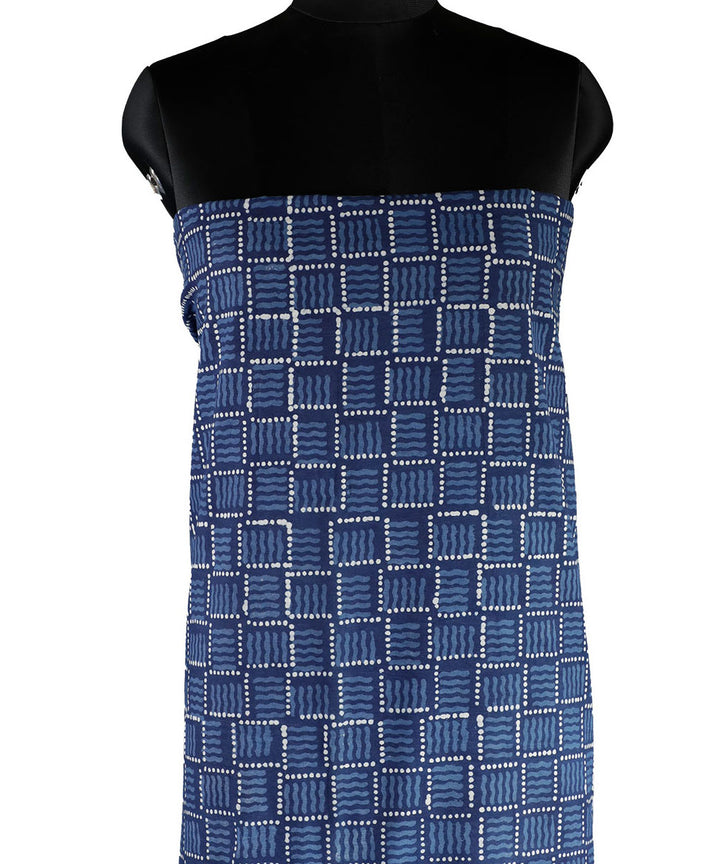2.5 m Blue indigo handblock printed cotton kurta material