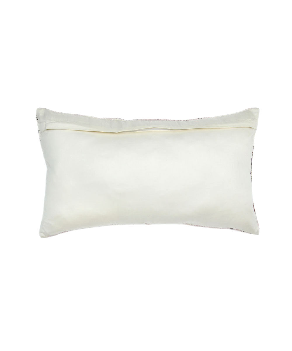 Brown white handblock print cotton cushion cover