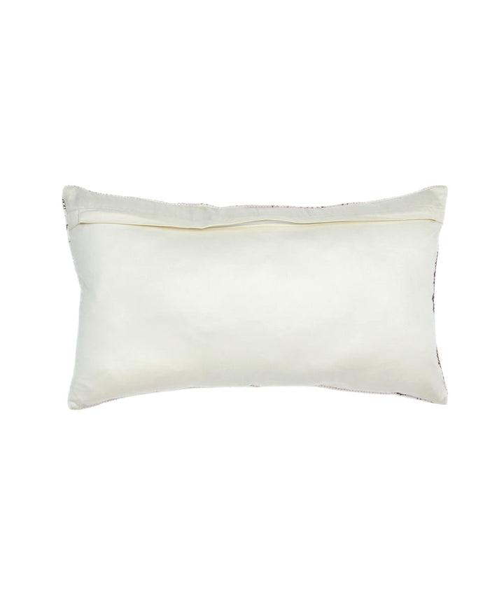 Brown white handblock print cotton cushion cover